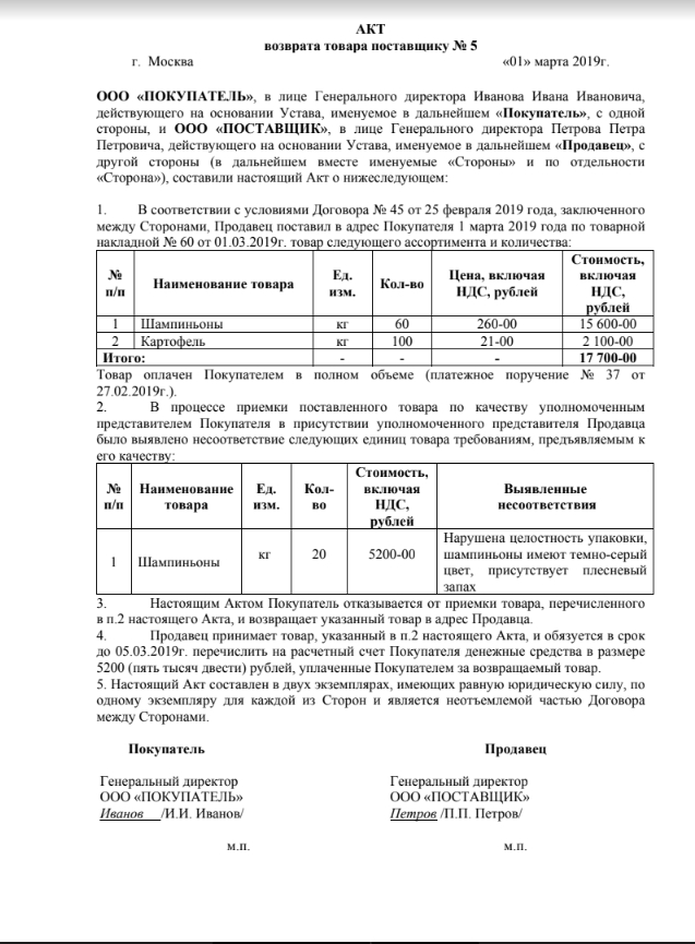 Акт возврата товара образец. Акт о браке для возврата поставщику. Акт возврата товара поставщику образец. Акт возврата некачественного товара поставщику образец.